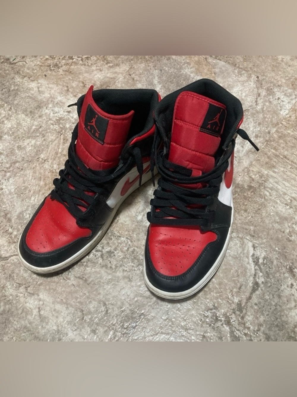 Jordan Red Black White Mid-Top Sneakers